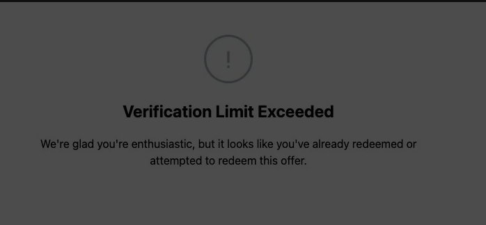 Verification Limit Exceeded